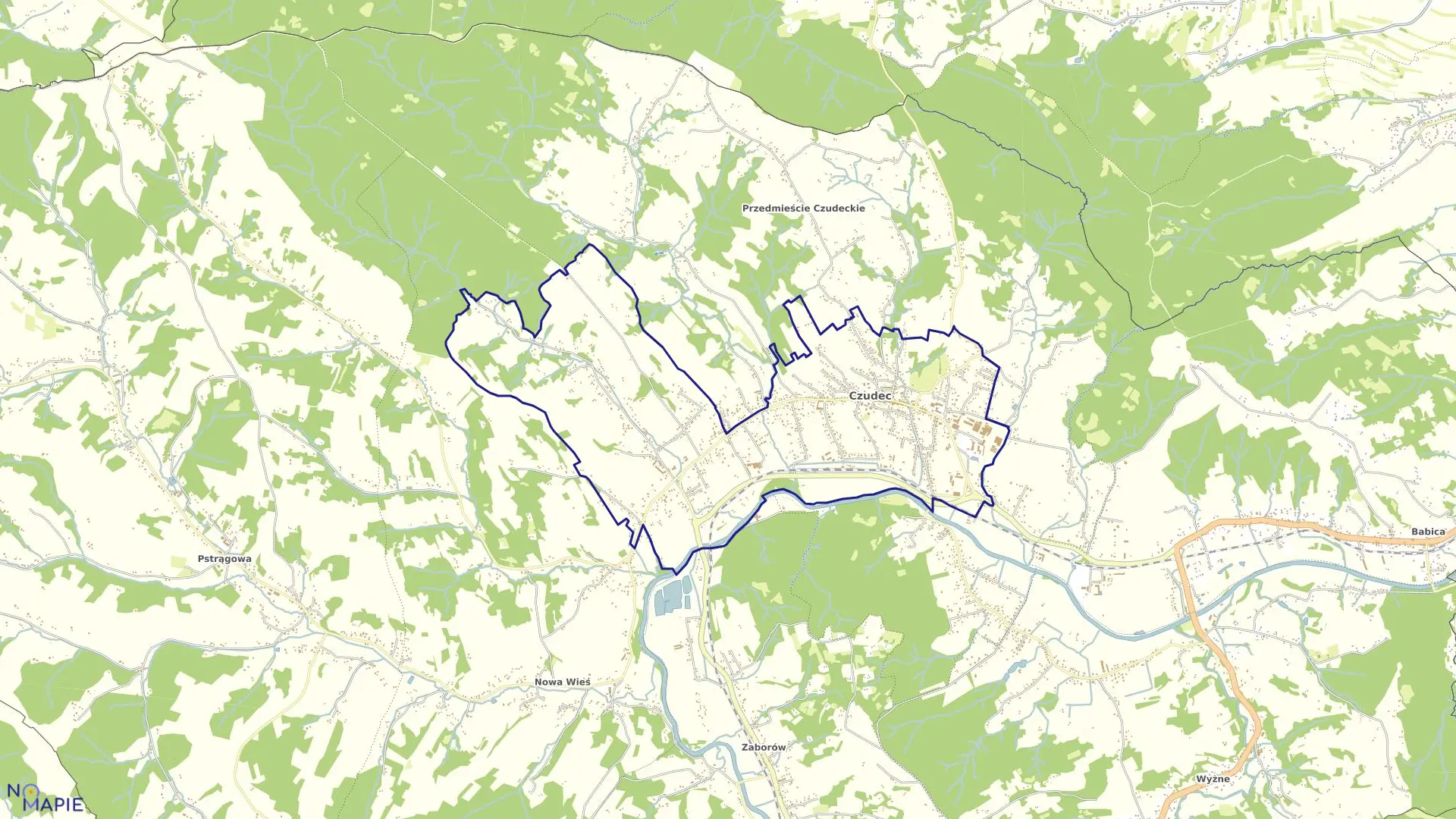 Mapa obrębu CZUDEC w gminie Czudec