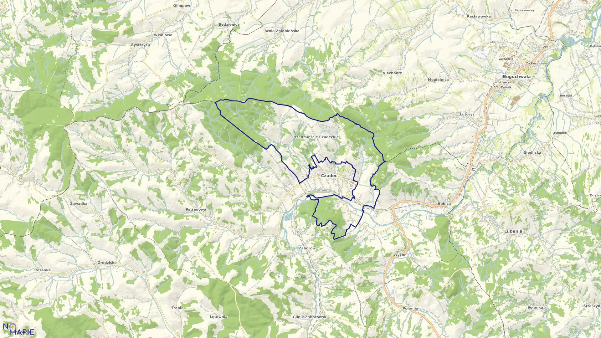 Mapa obrębu PRZEDMIEŚCIE CZUDECKIE w gminie Czudec