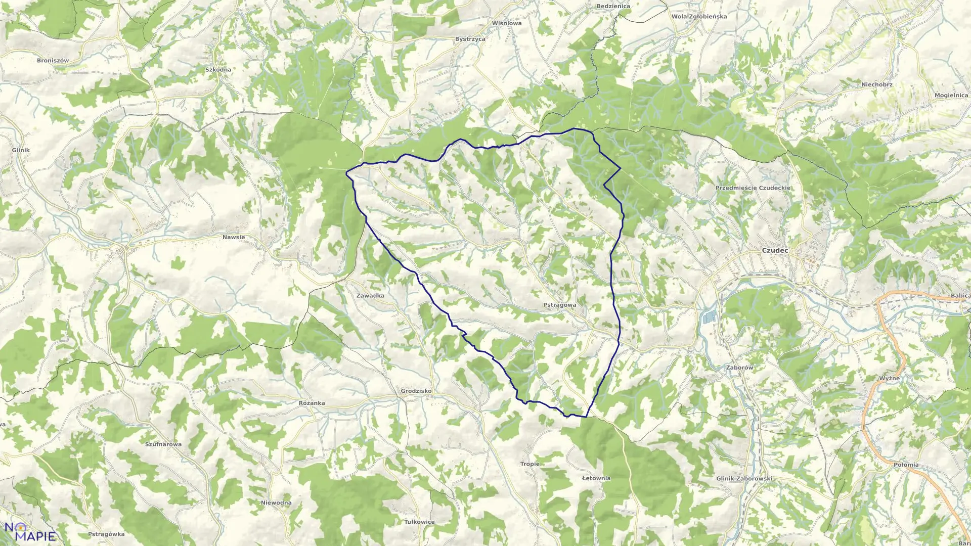 Mapa obrębu PSTRĄGOWA w gminie Czudec