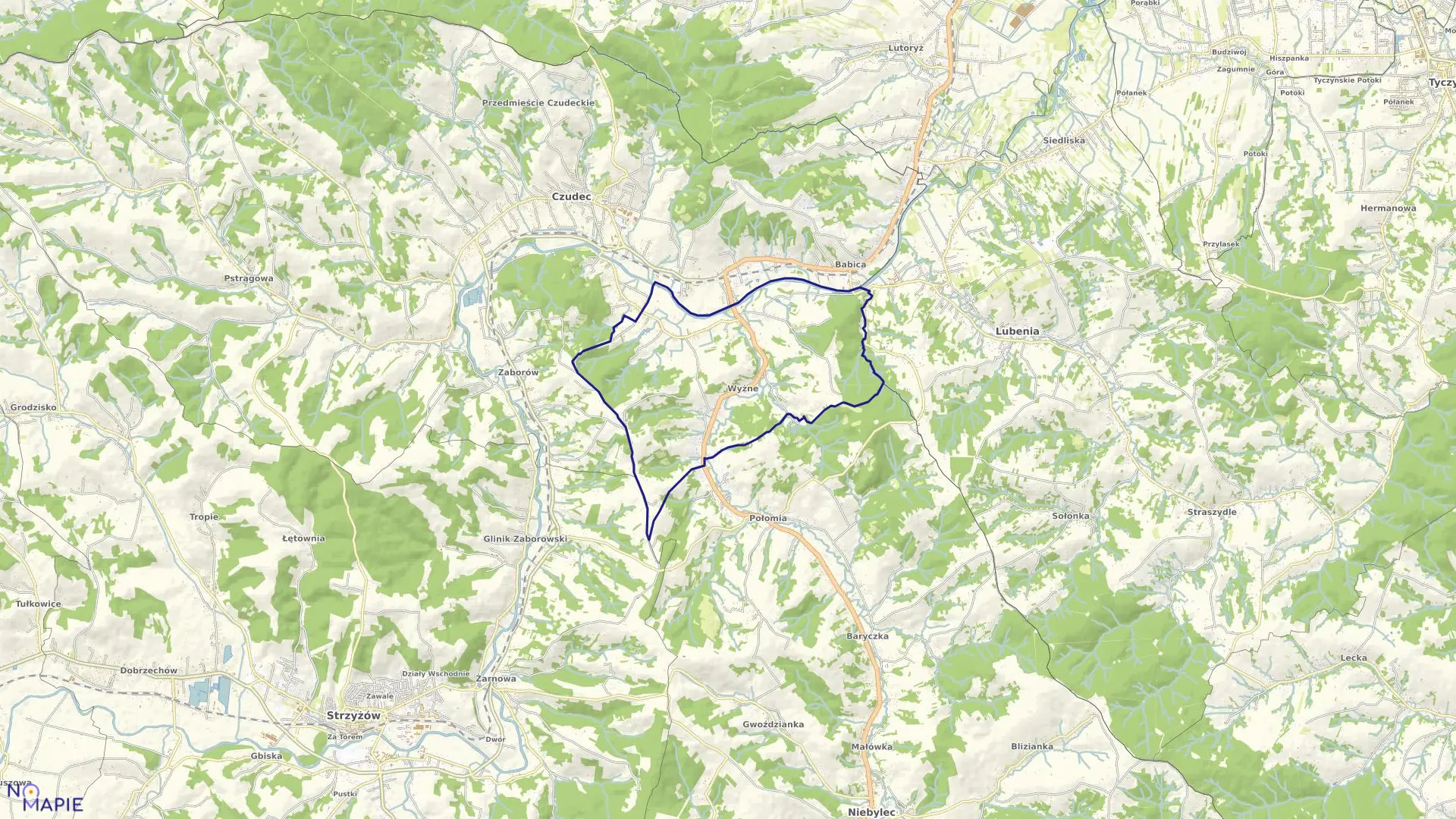 Mapa obrębu WYŻNE w gminie Czudec