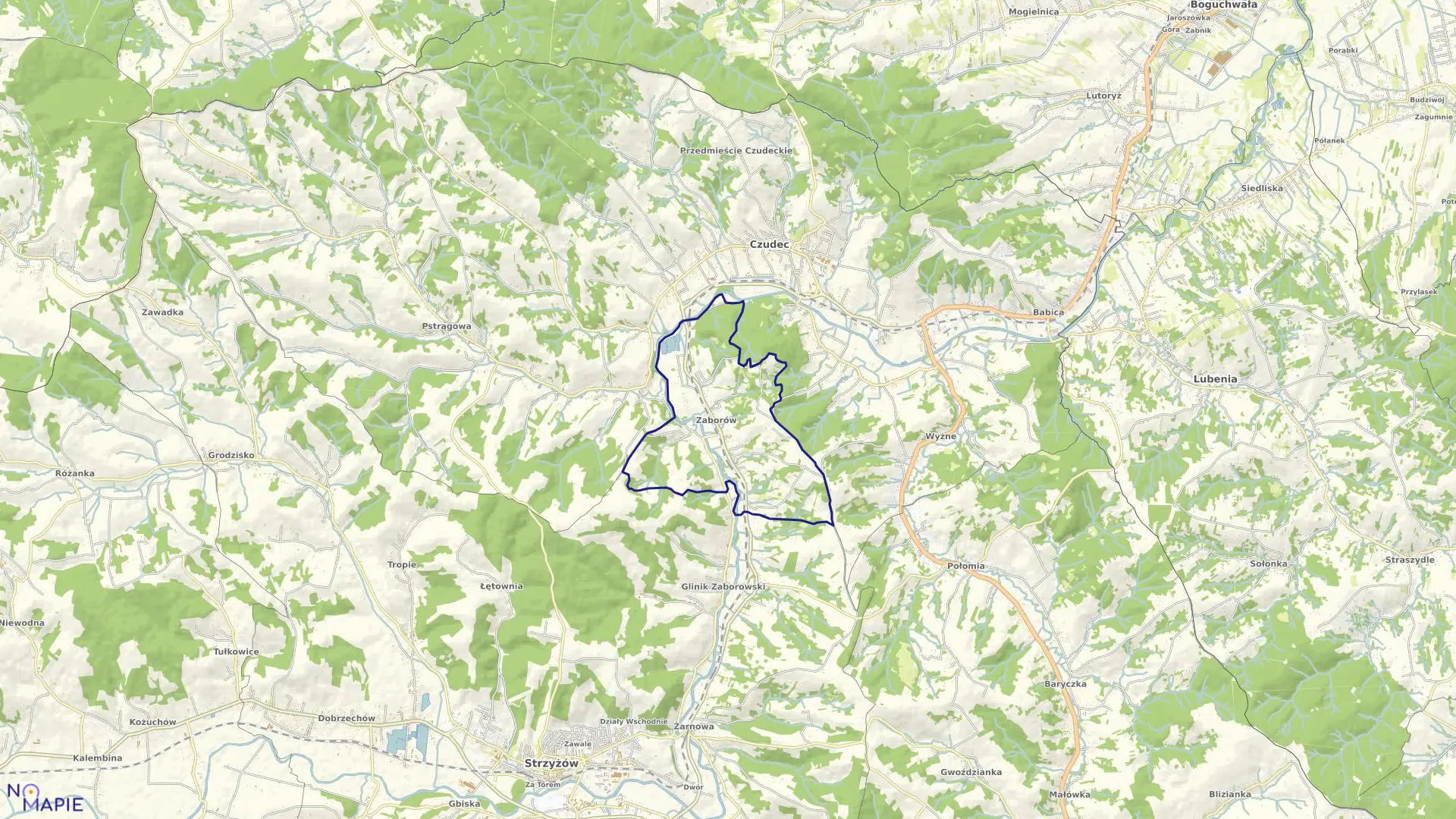 Mapa obrębu ZABORÓW w gminie Czudec